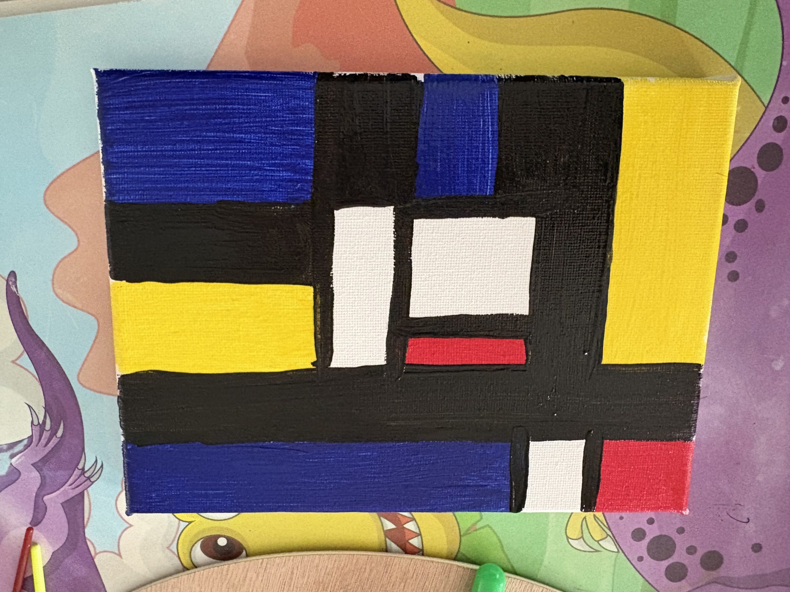 mondrian spiegato ai bambini in classe attivita di pittura con tempere acriliche 3 scaled e1762177159683