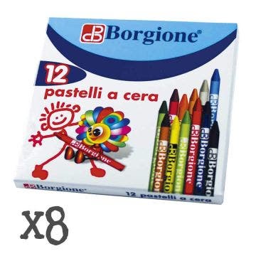 Pastelli a cera borgione - 96 pezzi 12 colori