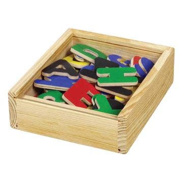 Alfabeto in legno magnetico con cassetta 52 pz